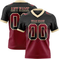 Custom Black Crimson-Cream Authentic Gradient Square Shape 7V7 Flag Football Jersey