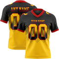 Custom Black Yellow-Red Authentic Gradient Square Shape 7V7 Flag Football Jersey