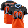 Custom Black Orange-Light Blue Authentic Gradient Square Shape 7V7 Flag Football Jersey