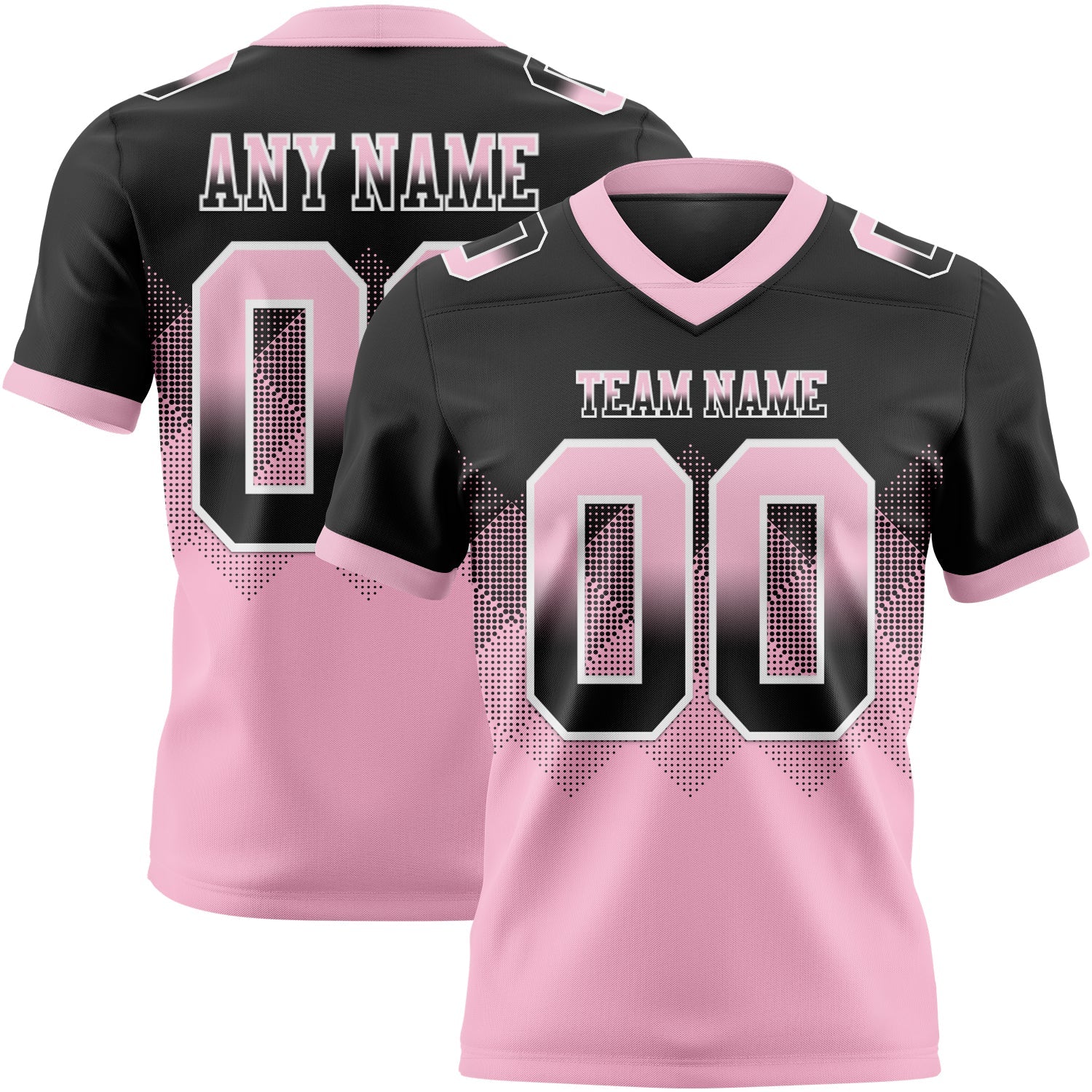 Custom Black Light Pink-White Authentic Gradient Square Shape 7V7 Flag Football Jersey