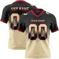 Custom Black Cream-Crimson Authentic Gradient Square Shape 7V7 Flag Football Jersey