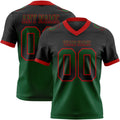 Custom Black Green-Red Authentic Gradient Square Shape 7V7 Flag Football Jersey