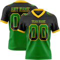 Custom Black Grass Green-Yellow Authentic Gradient Square Shape 7V7 Flag Football Jersey