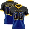 Custom Black Royal-Yellow Authentic Gradient Square Shape 7V7 Flag Football Jersey