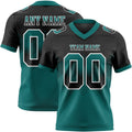Custom Black Teal-White Authentic Gradient Square Shape 7V7 Flag Football Jersey