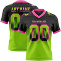 Custom Black Neon Green-Pink Authentic Gradient Square Shape 7V7 Flag Football Jersey