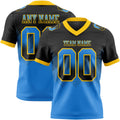 Custom Black Powder Blue-Yellow Authentic Gradient Square Shape 7V7 Flag Football Jersey