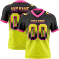 Custom Black Neon Yellow-Pink Authentic Gradient Square Shape 7V7 Flag Football Jersey