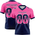Custom Pink Navy-White Authentic Gradient Square Shape 7V7 Flag Football Jersey
