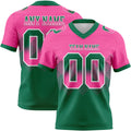 Custom Pink Kelly Green-White Authentic Gradient Square Shape 7V7 Flag Football Jersey