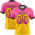 Custom Pink Yellow-Black Authentic Gradient Square Shape 7V7 Flag Football Jersey