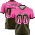 Custom Pink Olive-White Authentic Gradient Square Shape 7V7 Flag Football Jersey