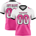 Custom White Pink-Black Authentic Gradient Square Shape 7V7 Flag Football Jersey