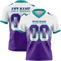 Custom White Purple-Teal Authentic Gradient Square Shape 7V7 Flag Football Jersey