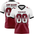 Custom White Crimson-Black Authentic Gradient Square Shape 7V7 Flag Football Jersey