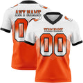 Custom White Orange-Black Authentic Gradient Square Shape 7V7 Flag Football Jersey