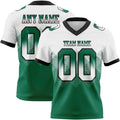 Custom White Kelly Green-Black Authentic Gradient Square Shape 7V7 Flag Football Jersey
