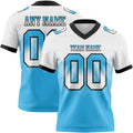 Custom White Sky Blue-Black Authentic Gradient Square Shape 7V7 Flag Football Jersey