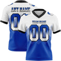 Custom White Thunder Blue-Black Authentic Gradient Square Shape 7V7 Flag Football Jersey