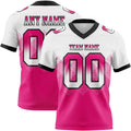 Custom White Hot Pink-Black Authentic Gradient Square Shape 7V7 Flag Football Jersey