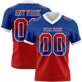 Custom Royal Red-White Authentic Gradient Square Shape 7V7 Flag Football Jersey