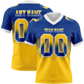 Custom Royal Yellow-White Authentic Gradient Square Shape 7V7 Flag Football Jersey