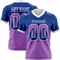 Custom Royal Medium Purple-White Authentic Gradient Square Shape 7V7 Flag Football Jersey