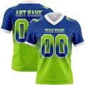 Custom Royal Neon Green-White Authentic Gradient Square Shape  7V7 Flag Football Jersey