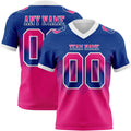 Custom Royal Hot Pink-White Authentic Gradient Square Shape 7V7 Flag Football Jersey