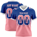 Custom Royal Medium Pink-White Authentic Gradient Square Shape 7V7 Flag Football Jersey