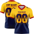 Custom Yellow Navy-Red Authentic Gradient Square Shape 7V7 Flag Football Jersey