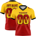 Custom Yellow Red-Black Authentic Gradient Square Shape 7V7 Flag Football Jersey