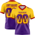 Custom Yellow Purple-Red Authentic Gradient Square Shape 7V7 Flag Football Jersey