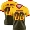Custom Yellow Olive-Red Authentic Gradient Square Shape 7V7 Flag Football Jersey