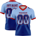 Custom Light Blue Royal-Red Authentic Gradient Square Shape 7V7 Flag Football Jersey