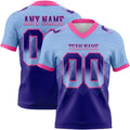 Custom Light Blue Dark Purple-Pink Authentic Gradient Square Shape 7V7 Flag Football Jersey