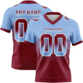 Custom Light Blue Crimson-White Authentic Gradient Square Shape 7V7 Flag Football Jersey