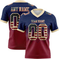 Custom Navy Vintage USA Flag Crimson-Cream Authentic Gradient Square Shape 7V7 Flag Football Jersey