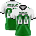 Custom White Grass Green-Black Authentic Gradient Square Shape 7V7 Flag Football Jersey