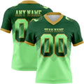 Custom Green Pea Green-Old Gold Authentic Gradient Square Shape 7V7 Flag Football Jersey