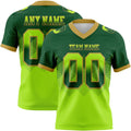 Custom Green Neon Green-Old Gold Authentic Gradient Square Shape 7V7 Flag Football Jersey