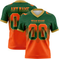 Custom Green Orange-Old Gold Authentic Gradient Square Shape 7V7 Flag Football Jersey