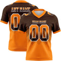 Custom Brown Orange-White Authentic Gradient Square Shape 7V7 Flag Football Jersey