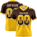 Custom Brown Yellow-White Authentic Gradient Square Shape 7V7 Flag Football Jersey