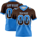 Custom Brown Powder Blue-White Authentic Gradient Square Shape 7V7 Flag Football Jersey