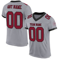 Custom Gray Crimson-Black Mesh Authentic Football Jersey