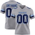 Custom Gray Navy-Light Blue Authentic Football Jersey