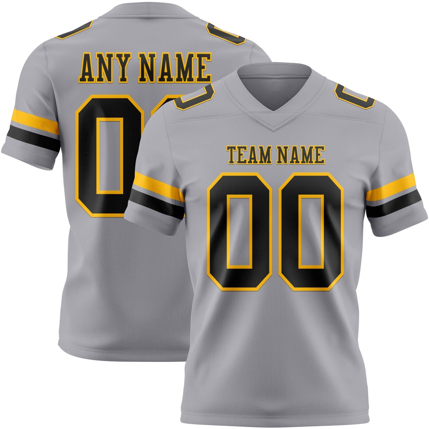 Custom Gray Black-Gold Authentic Football Jersey
