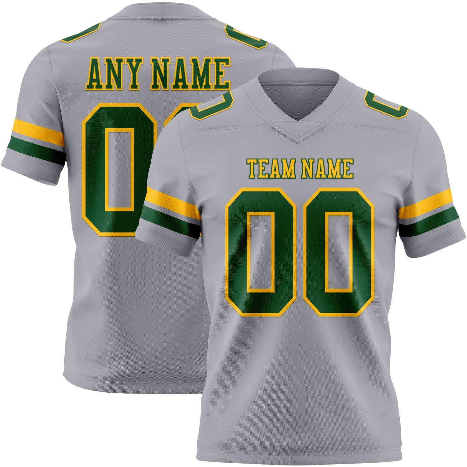 Custom Gray Green-Gold Authentic Football Jersey