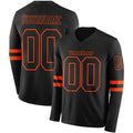Custom Black Orange Long Sleeve Authentic Football Jersey
